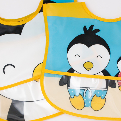 Babador Duplo Impermeável Pinguim Paco Família Giro Baby 1