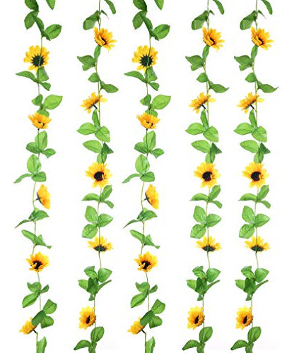 Uupp 2pcs 8,5 M. Guirnalda De Girasol De Seda Flor Artificia 0