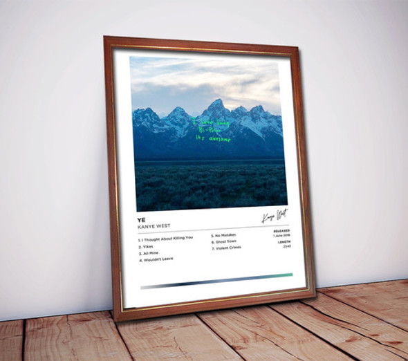 Kanye West Poster Album Ye En Cuadro Listo Para Colgar 0