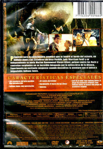 Indiana Jones (pack 3 Dvd) - Dvd Nuevo Original Cerr - Mcbmi 1