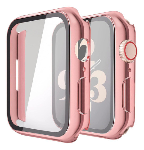 Protector Para Apple Watch S 9/8/7 41mm Rosa Y Clear 0