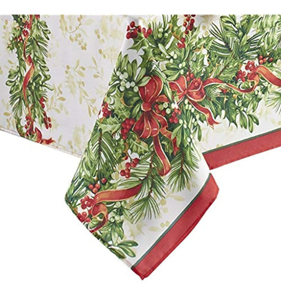 Elrene Home Fashions - Mantel De Tela De Tradiciones Holly, 1
