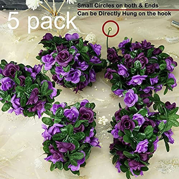 Purple Rose Vines 5 Pcs 41 Ft Fake Flowers Plants Artificial 1