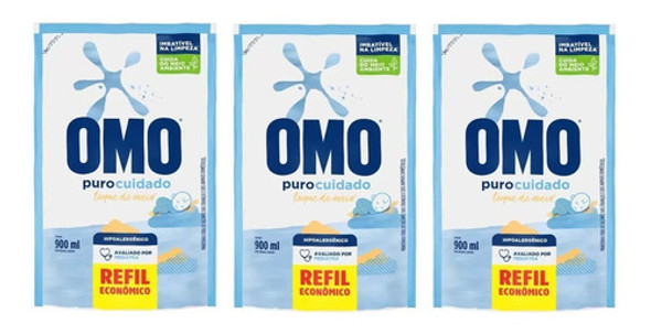 3 Sabão Líquido Omo Puro Cuidado Sachê 900 Ml Cada 0 3 Sabão Líquido Omo Puro Cuidado Sachê 900 Ml Cada 0