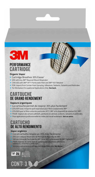 Cartuchos De Reposição 3m 6001pb1-3 Organic Vapor 3 Pares 0 Cartuchos De Reposição 3m 6001pb1-3 Organic Vapor 3 Pares 0
