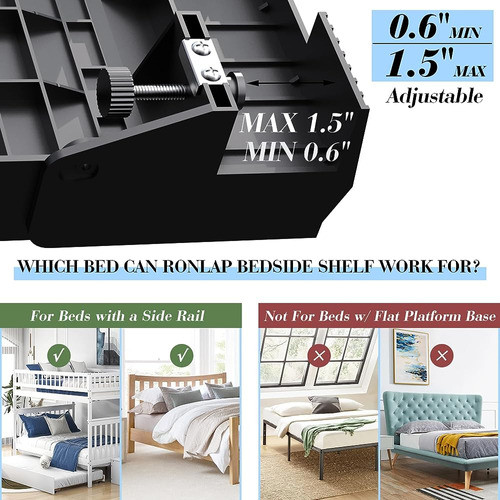 Ronlap Estante De Cabecera Plegable, Organizador De Estante 1