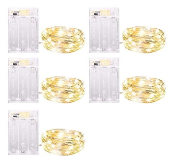 Luces De Hadas Funcionan Con Pilas, Paquete De 5 Luces Led D 0