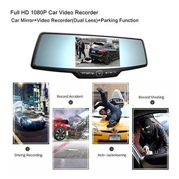 Retrovisor Con Videograbadora Dash Cam, 4,3  Full Hd 1080p 1