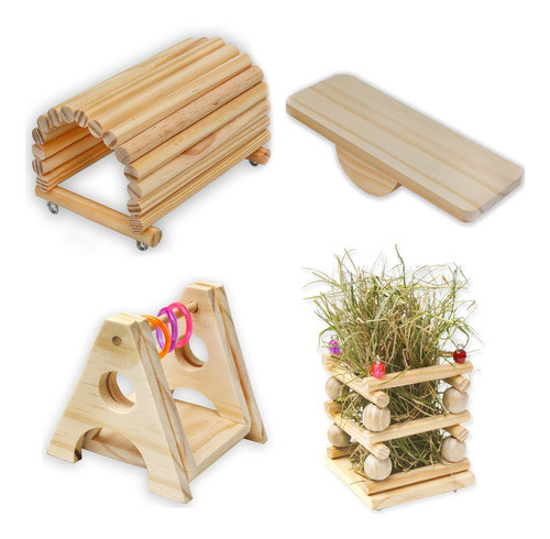 Super Kit Premium Roedores Toca + Brinquedos + Porta Feno 0