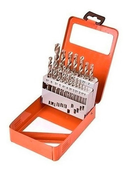 Mechas Acero Rapido + Caja Metalica Tactix 26pzs 0