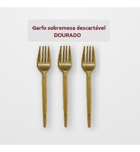 Garfo Sobremesa Dourado - 100 Unid Descartáveisjá 1