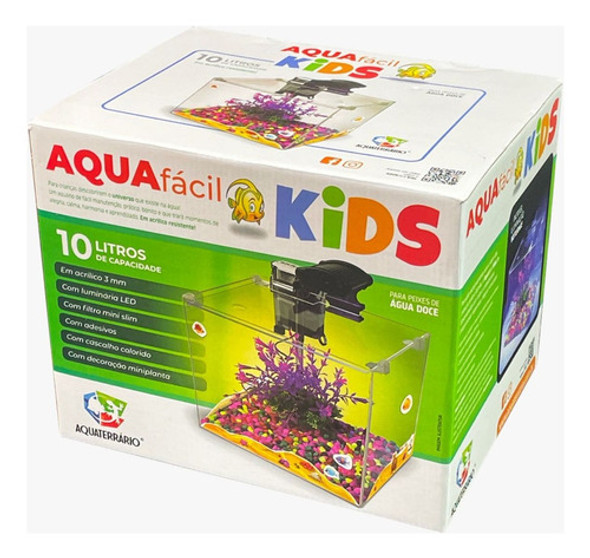 Aquário Infantil Com Filtro, Led E Decoração Aquafácil Kids 0 Aquário Infantil Com Filtro, Led E Decoração Aquafácil Kids 0