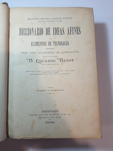 Antiguo Libro Diccionario De Ideas Afines 1899 Ro 1284 0