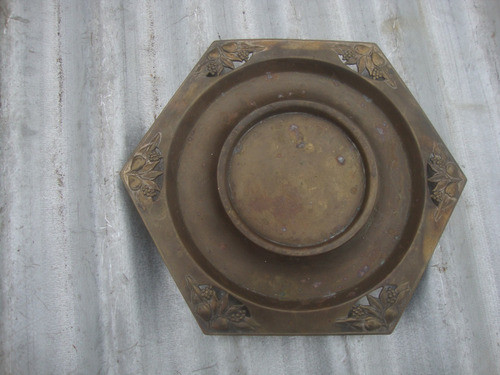 T-antigua Bandeja Art Nouveau Bronce 24,5 X 21,2 X 1,5 Alto 0