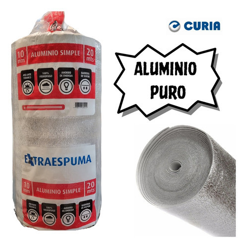 Espuma Aislante 10mm 1 Cara Aluminio Puro 20m2 Curia 1