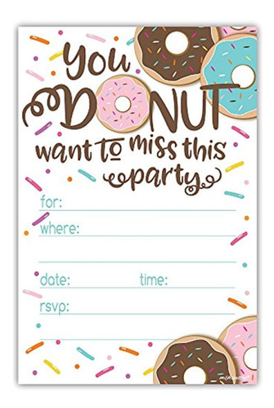 Donut Invitaciones De Fiesta Con Sobres 20 Unidades 0