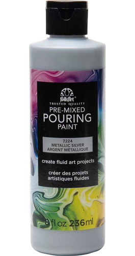 Pintura Para Pouring Premezclada Folkart 236ml Plata 0