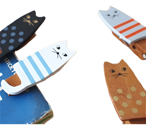 4pcs/lot H Precioso Gato Madera Clip Bolsa Clip De Papel Reg 0
