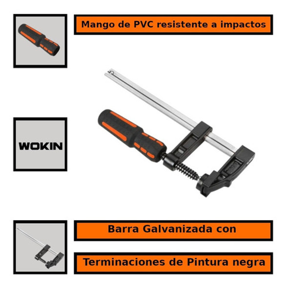Sargento Prensa Carpinteria Metálico 300 Mm Wokin 1