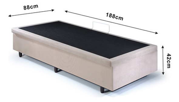 Base Box Baú Solteiro 88x188x42cm Suede Bege 1