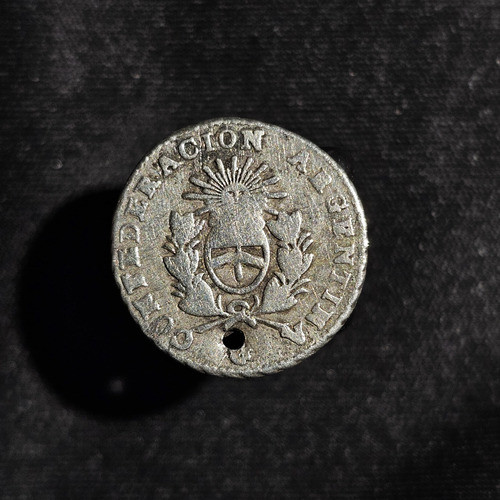 Moneda Riojana De Plata 1/2 Real 1854 Confederación Argentin 0