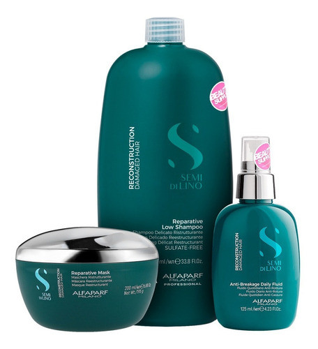 Shampoo Alfaparf Semi Di Lino Reparación, Mascara Y Fluido 0