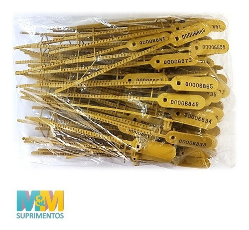 Lacre Para Malote Amarelo 16cm C/ 100 1