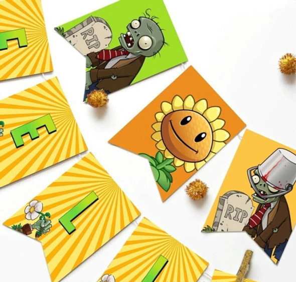 Banderín Feliz Cumple Plantas Vs Zombies 0 Banderín Feliz Cumple Plantas Vs Zombies 0