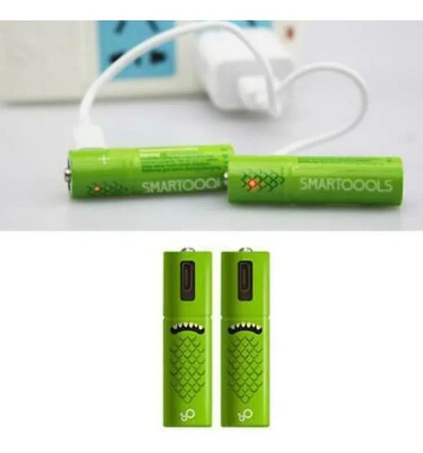 Combo X2 Pilas Aaa Recargables Con Cable Usb 600 Mha 1