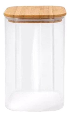 Frasco Vidrio Hermético Cuadrado Tapa Bambú Vonne 800 Ml 0