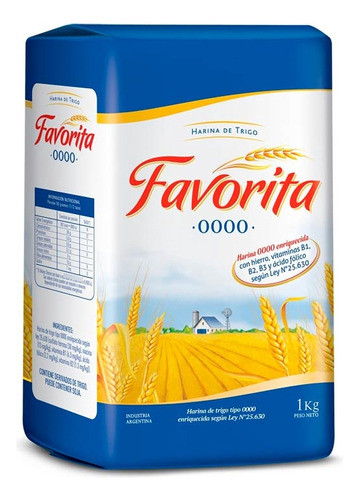 Pack X 15 Unid. Harina   0000  1 Kg Favorita Harinas De Tri 0