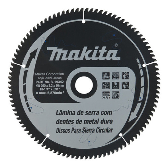 Hoja Disco Sierra Madera 260mm 100 Dientes Makita Mafacha 0 Hoja Disco Sierra Madera 260mm 100 Dientes Makita Mafacha 0