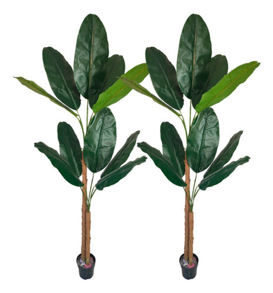 Kit 2 Árvore Bananeira Artificial Folha Grande Sem Vaso 0