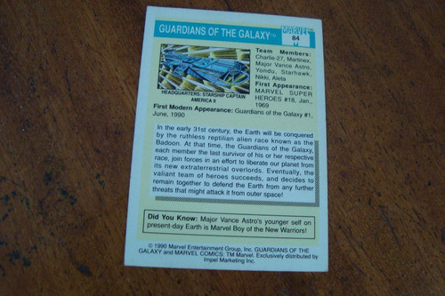Cartao Marvel 1990 / Guardians Of The Galaxy 84 / Rookies 1