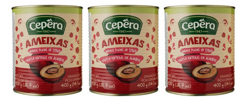 Kit C/3 Ameixa Em Calda Cepêra Lata 400g 0