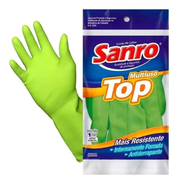 5 Pares Luvalimpeza Multiuso Sanro Top Verde -m 1