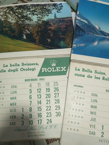 Almanaques Antiguos Con Publicidad De Rolex Año 61 /62 0