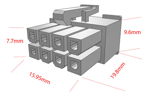 3 Conectores Hembra 8 Vias .165 4.2 Minifit Con Terminales 1