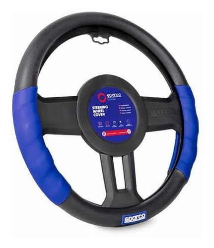 Cubre Volante Auto Universal Sparco Cuero Negro - Azul 0