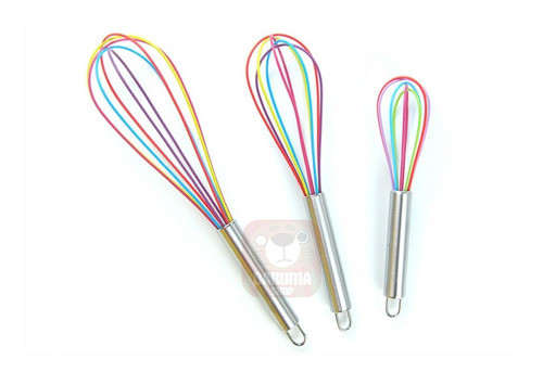Batidor X 3 Silicona Mango Acero Cocina Reposteria Belgrano 0