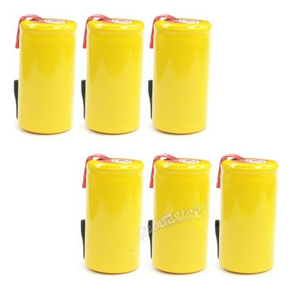 6 X Subc Sub C 2500mah 1.2v Nicd Recargable Con Ficha Amaril 0