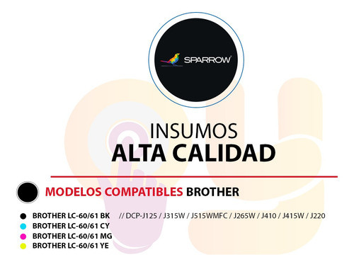 Cartuchos Brother Amarillo Lc-60 Dcp-j125 J140w J410 Oy 1