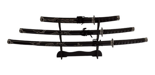 Juego Set Triple De 3 Katanas Con Soporte Atril Incluido 0