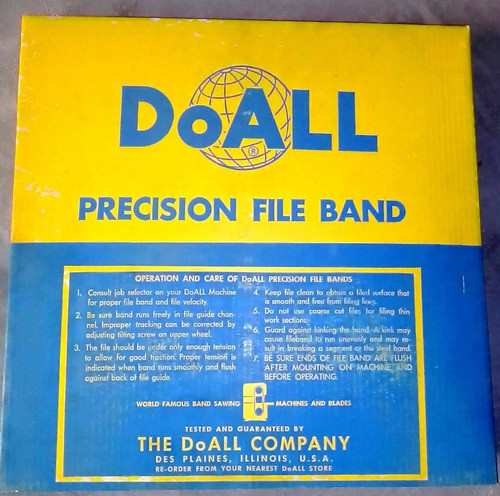 Hoja Sierra Doall Precision File Band 135' Flat 1/4 X 20 Usa 1