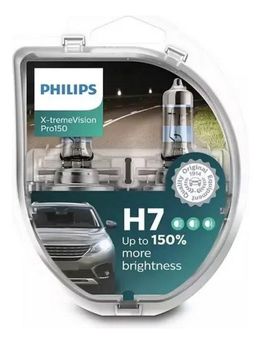Kit X2 Lampara Philips H7 Xtreme Vision 130% Mas Luz Blancas 1