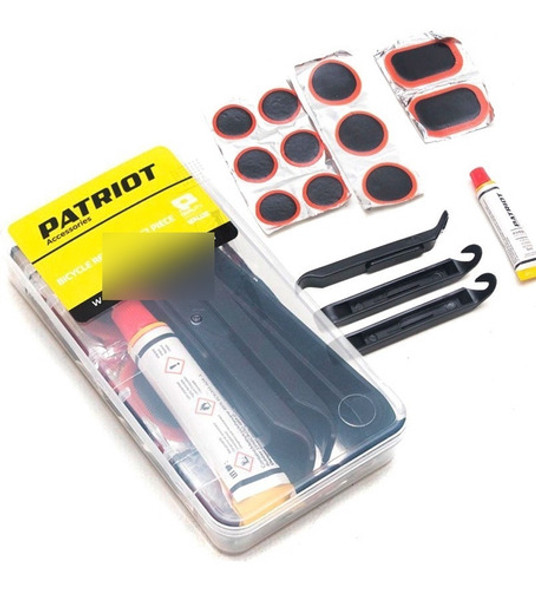 Kit Reparacion Parches Bicicleta + Saca Cubierta + Solucion 0