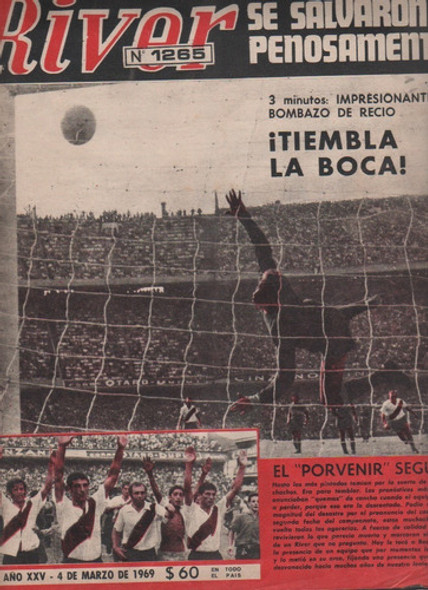 Revista Partidaria River 2  Vs Boca 1 - Nº 1265 - Año 1969 0