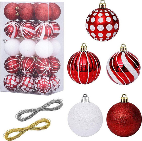 Adornos De Navidad 30 Bolas Para Arbol Rojo Y Blanco 0 Adornos De Navidad 30 Bolas Para Arbol Rojo Y Blanco 0
