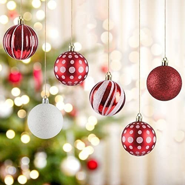 Adornos De Navidad 30 Bolas Para Arbol Rojo Y Blanco 1 Adornos De Navidad 30 Bolas Para Arbol Rojo Y Blanco 1