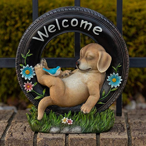 Vp Home Chillaxing Welcome Puppy Dog Energía Solar Led Decor 0